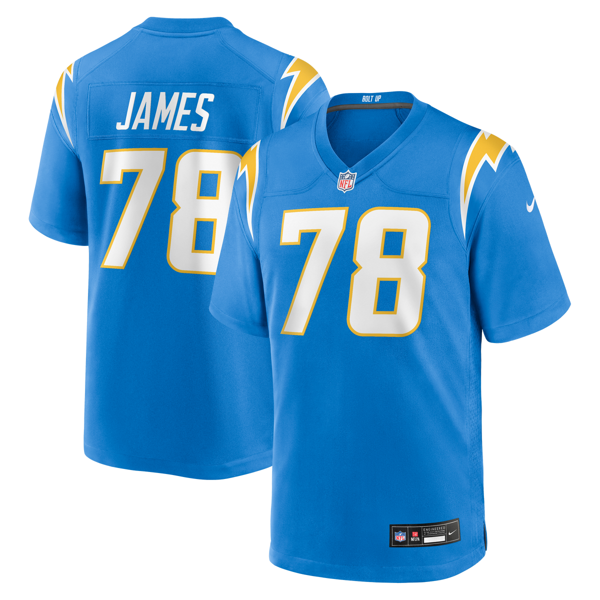 Men's Los Angeles Chargers Andre James Nike Powder Blue Team Game Jersey