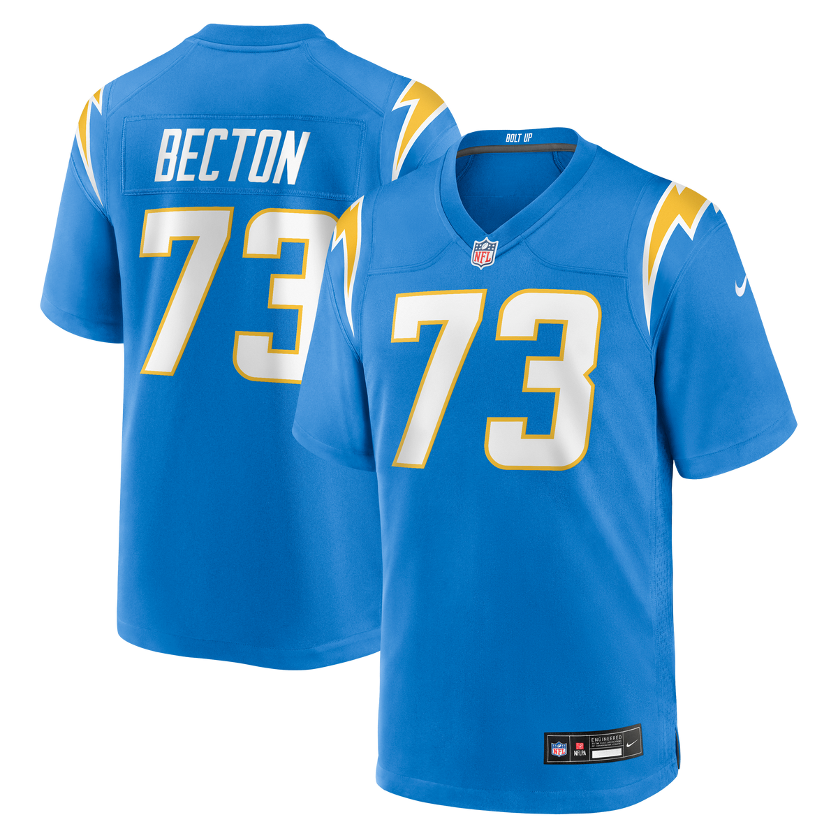 Men's Los Angeles Chargers Mekhi Becton Nike Powder Blue Team Game Jersey
