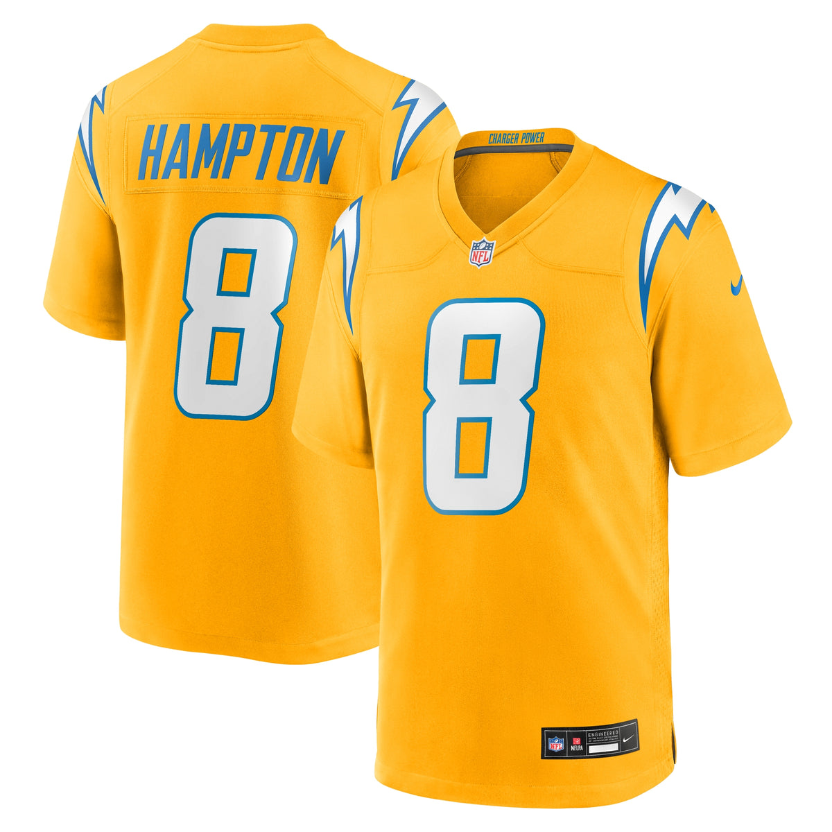 Men's Los Angeles Chargers Omarion Hampton Nike Gold Alternate Charger Power Game Player Jersey