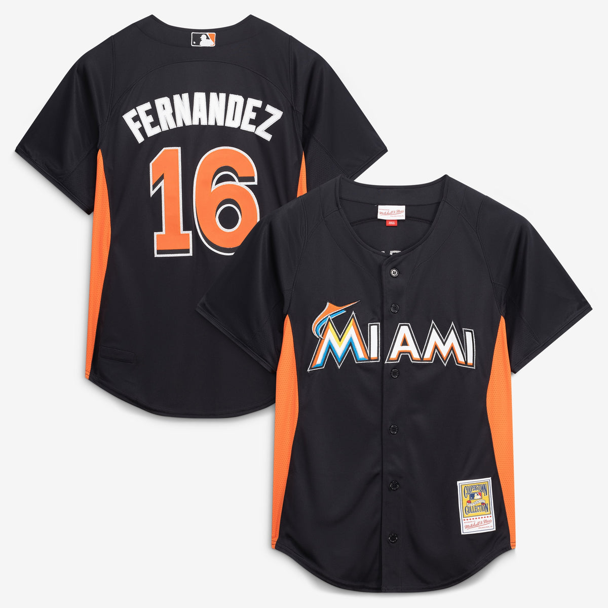Men's Miami Marlins Jose Fernandez Mitchell & Ness Black Authentic Batting Practice Jersey