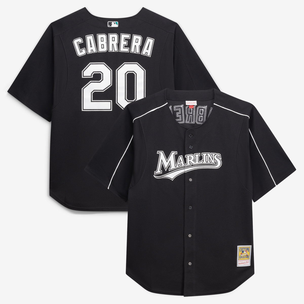 Men's Miami Marlins Miguel Cabrera Mitchell & Ness Black Big & Tall Cooperstown Mesh Batting Practice Jersey