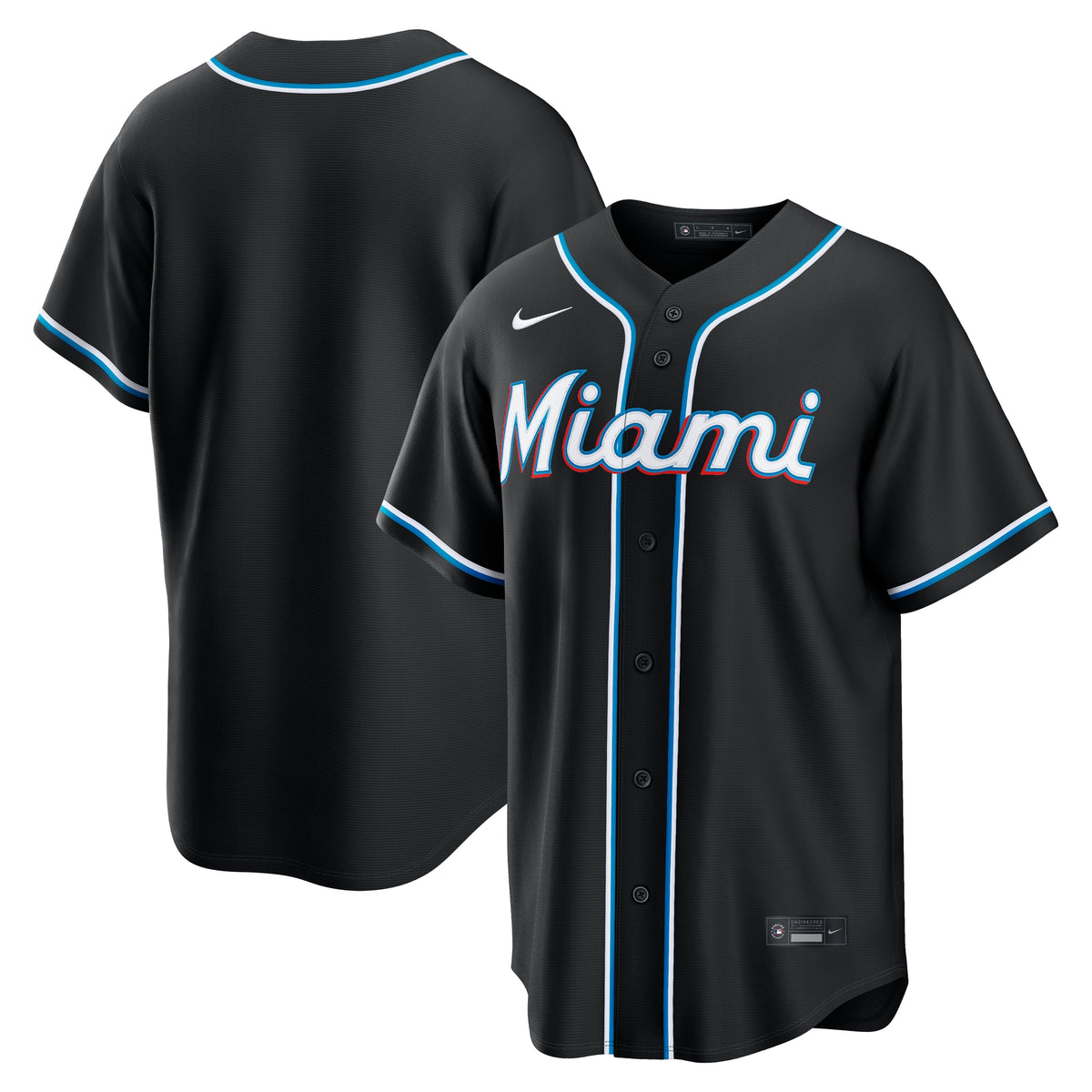 Men's Miami Marlins Nike Fashion Replica Black Out Jersey