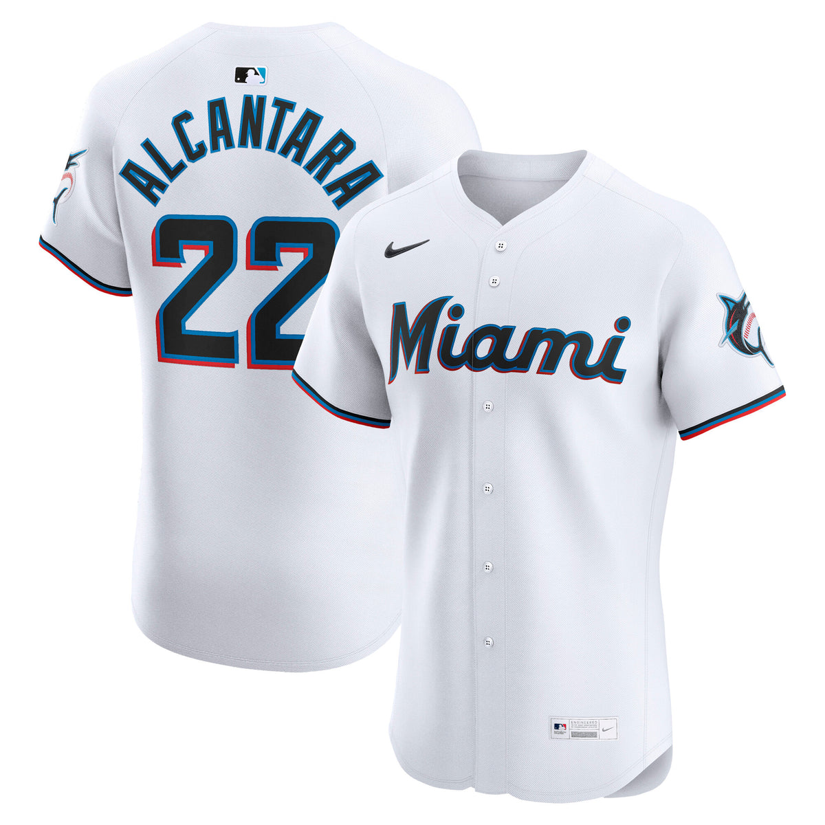 Men's Miami Marlins Sandy Alcantara Nike White Home Elite Jersey
