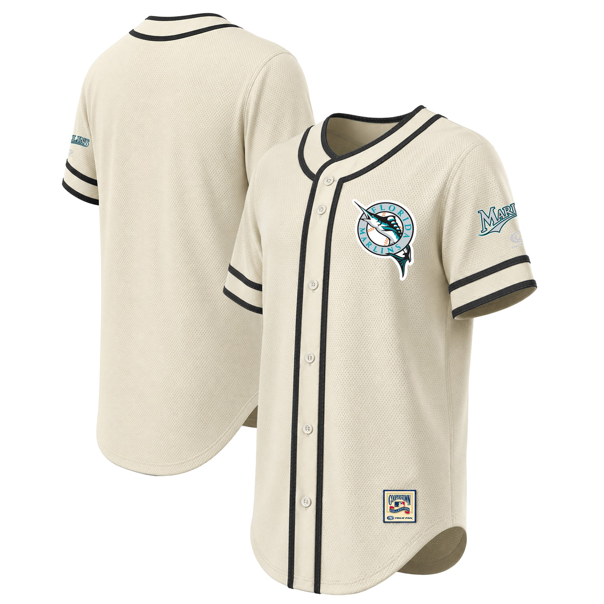 Men's Miami Marlins Stitches Natural Throwback Fashion Jersey