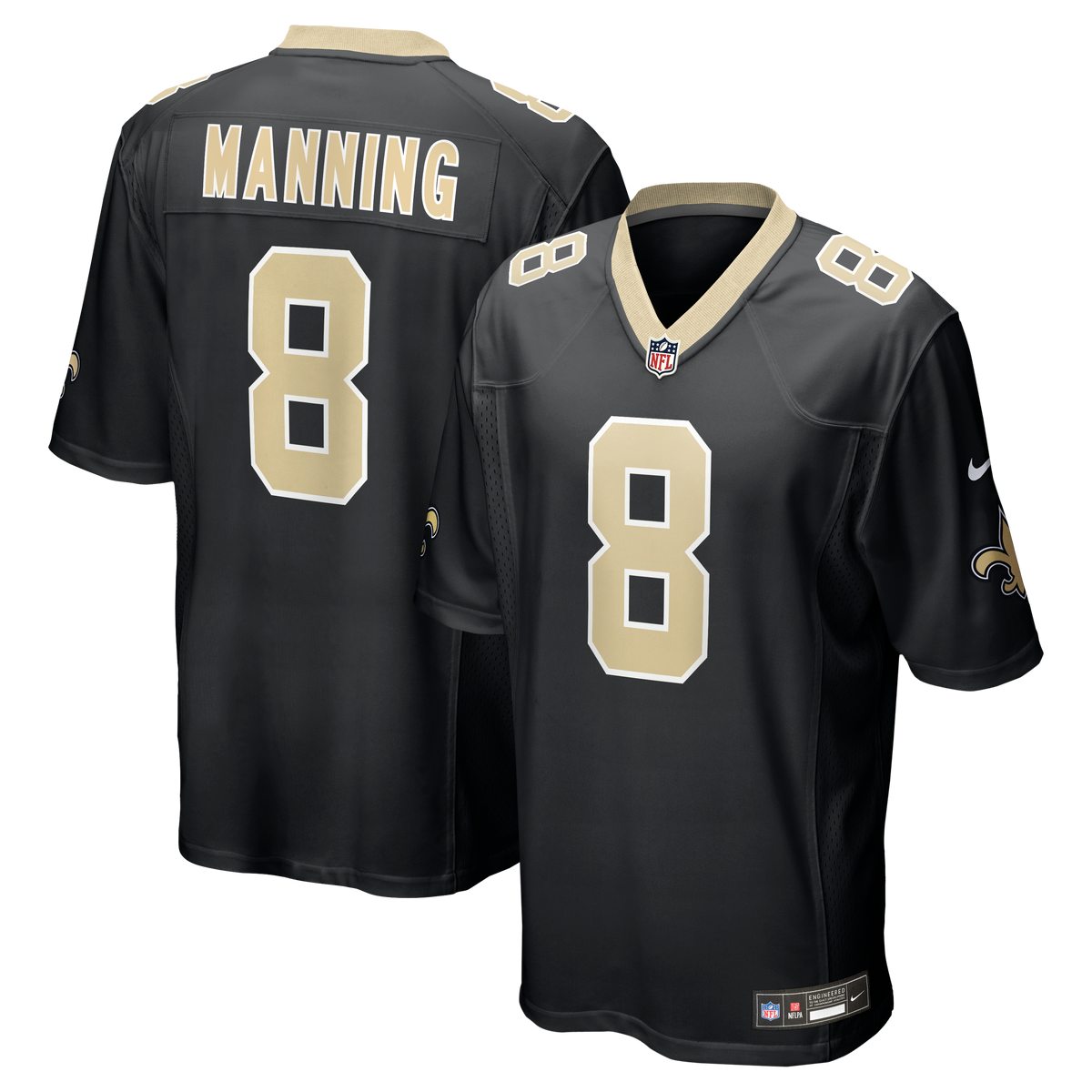 Men's New Orleans Saints Archie Manning Nike Black Game Retired Player Jersey