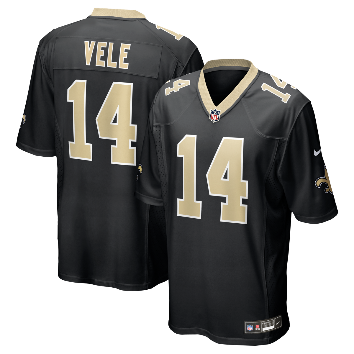 Men's New Orleans Saints Devaughn Vele Nike Black Team Game Jersey