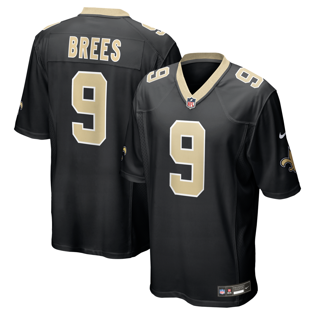 Men's New Orleans Saints Drew Brees Nike Black Team Game Jersey