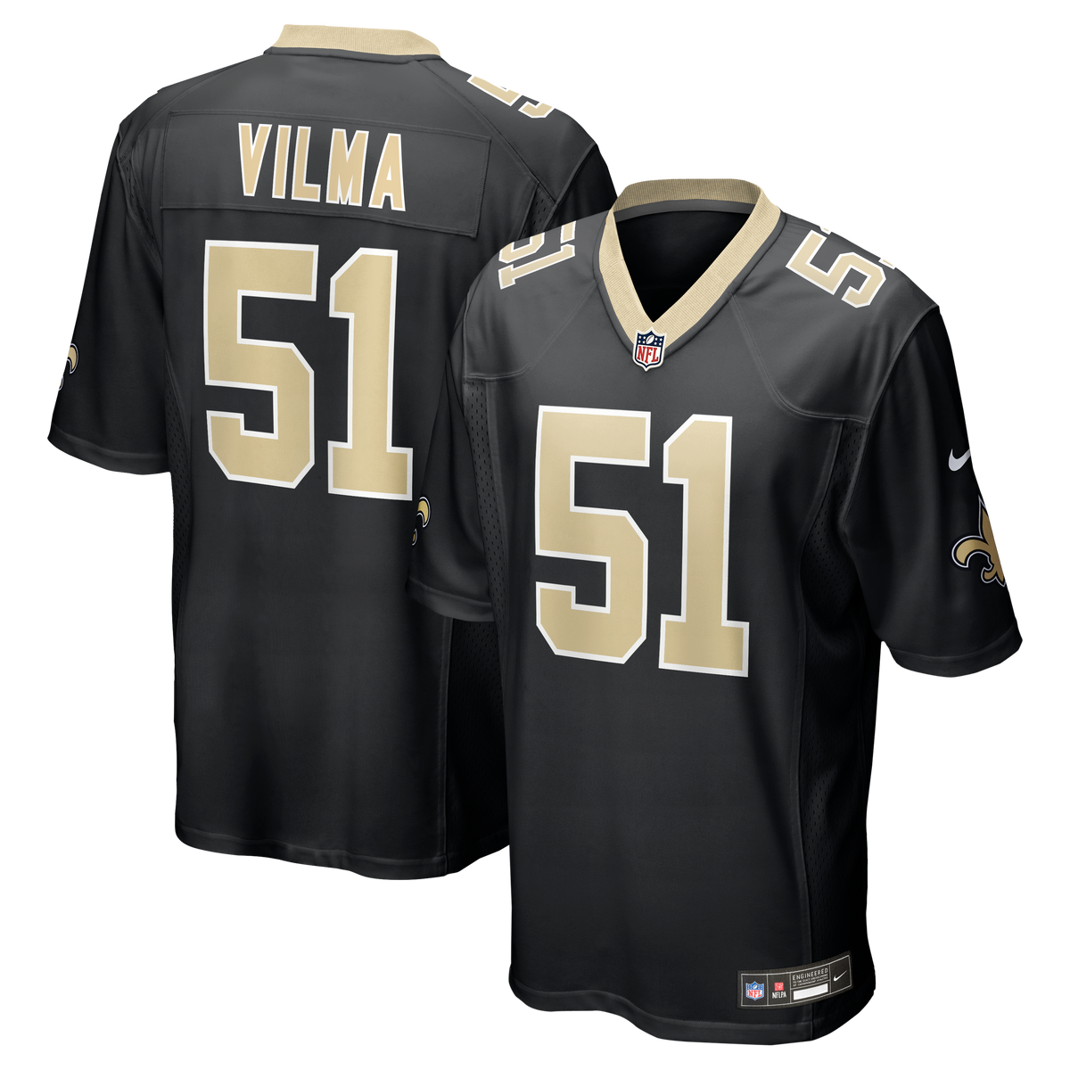 Men's New Orleans Saints Jonathan Vilma Nike Black Game Retired Player Jersey