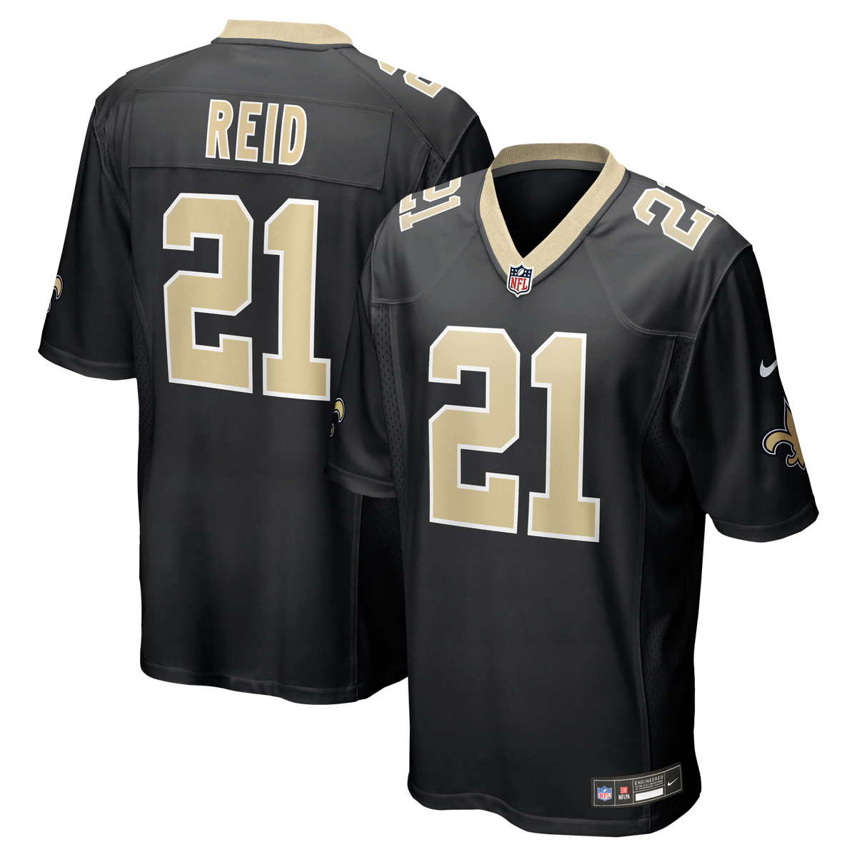 Men's New Orleans Saints Justin Reid Nike Black Team Game Jersey