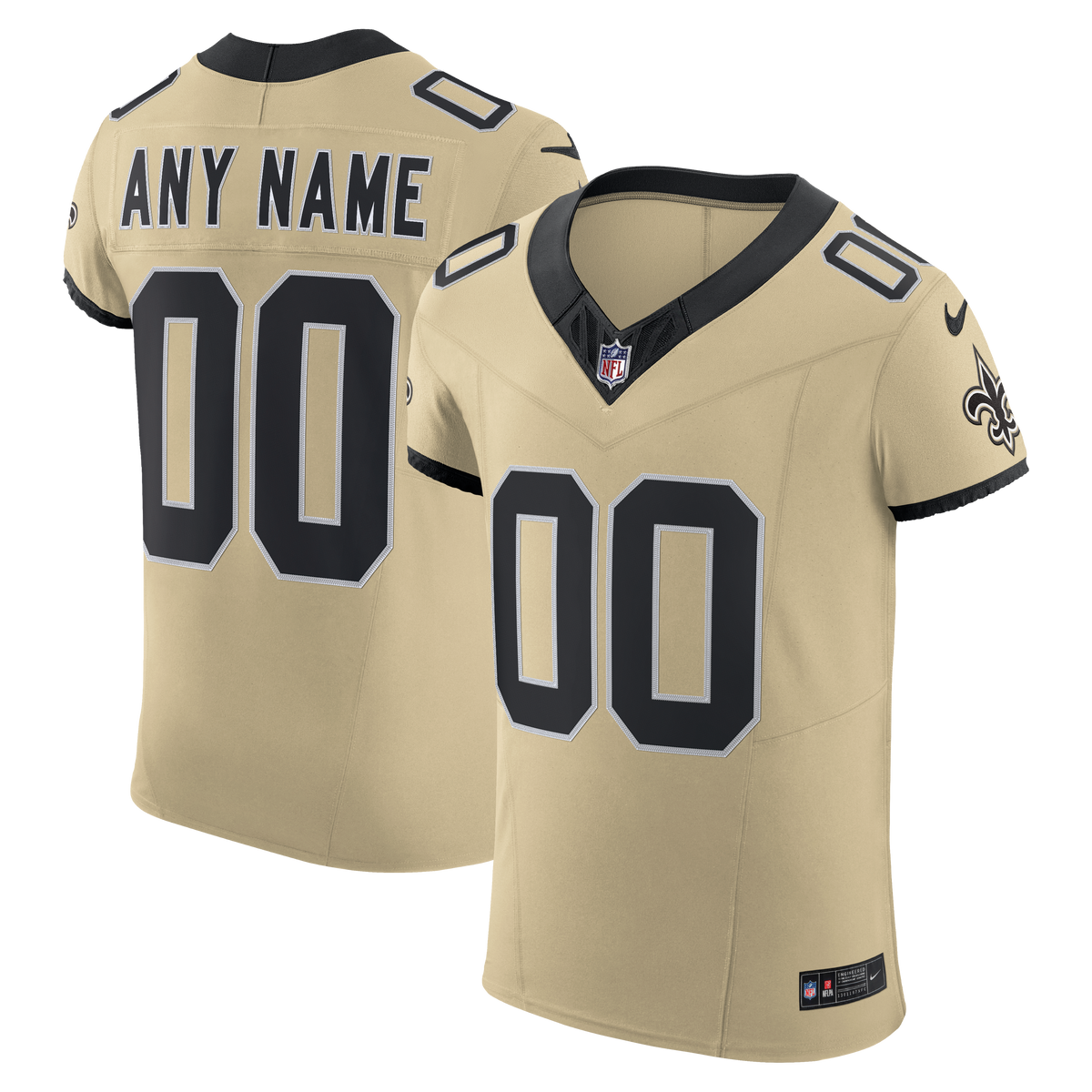 Men's New Orleans Saints Nike Gold Alternate Vapor F.U.S.E. Elite Custom Jersey