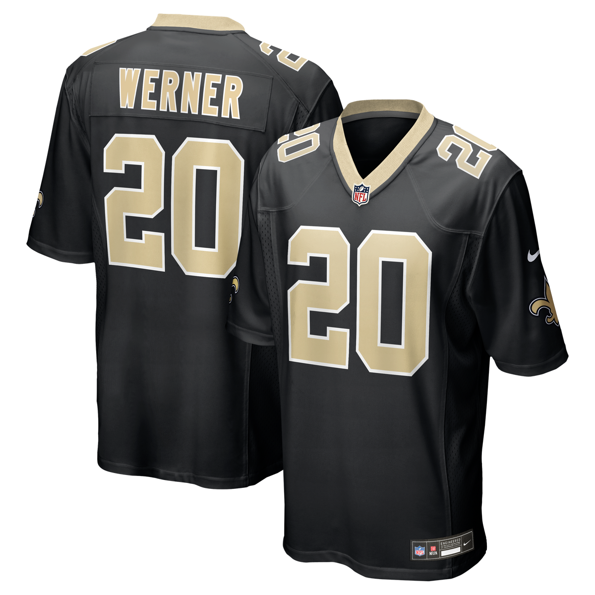 Men's New Orleans Saints Pete Werner Nike Black Game Jersey