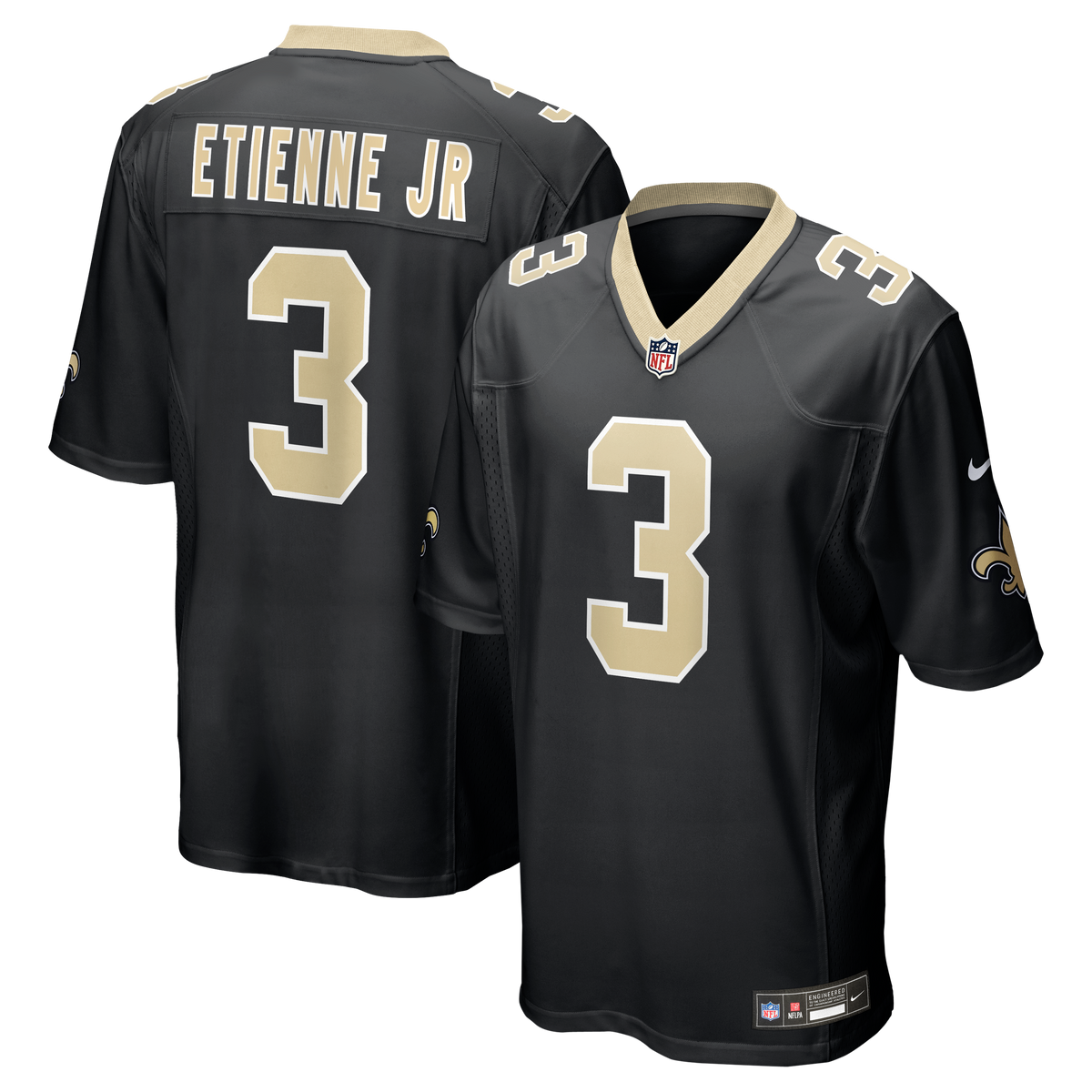 Men's New Orleans Saints Travis Etienne Jr Nike Black Game Jersey