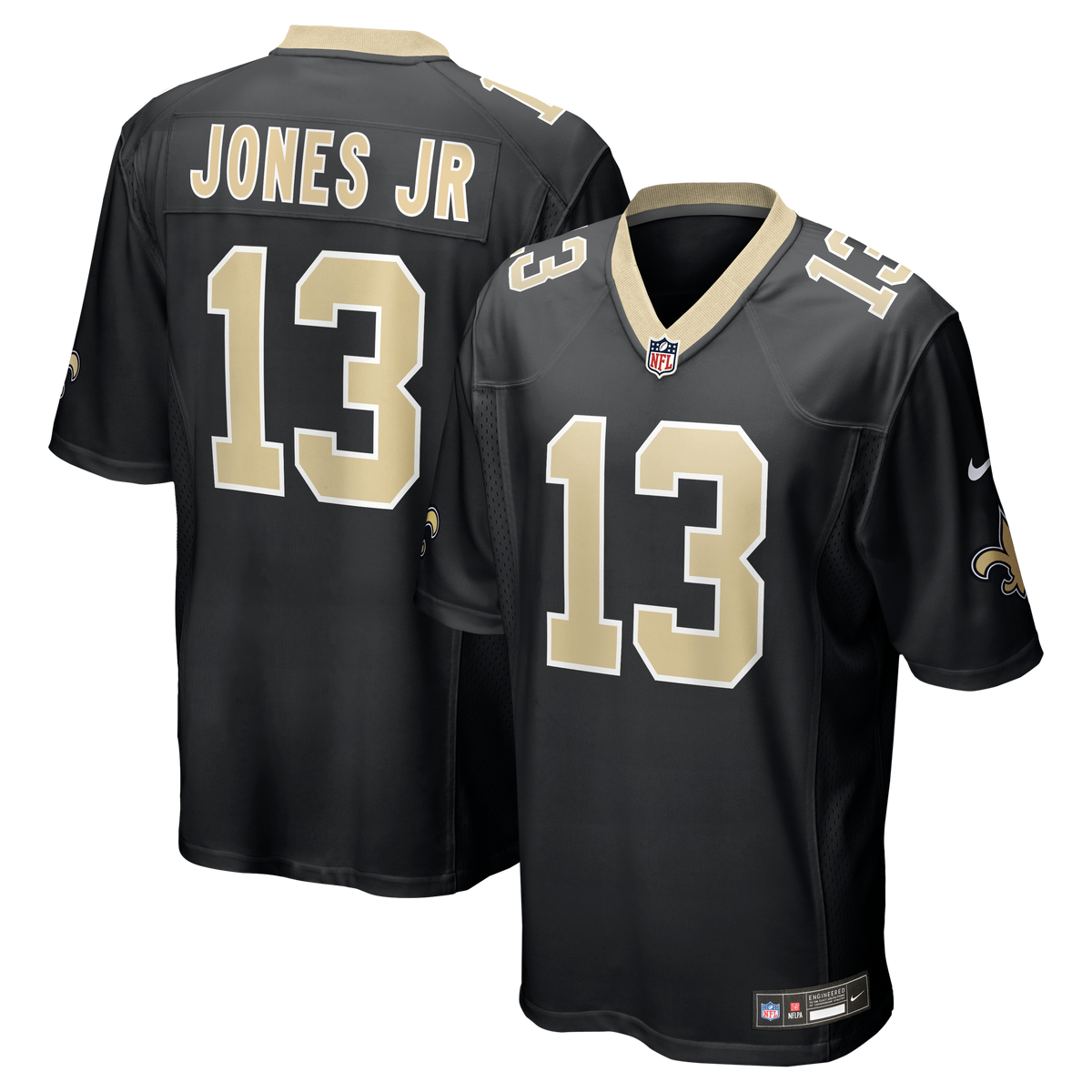 Men's New Orleans Saints Velus Jones Jr. Nike Black Team Game Jersey