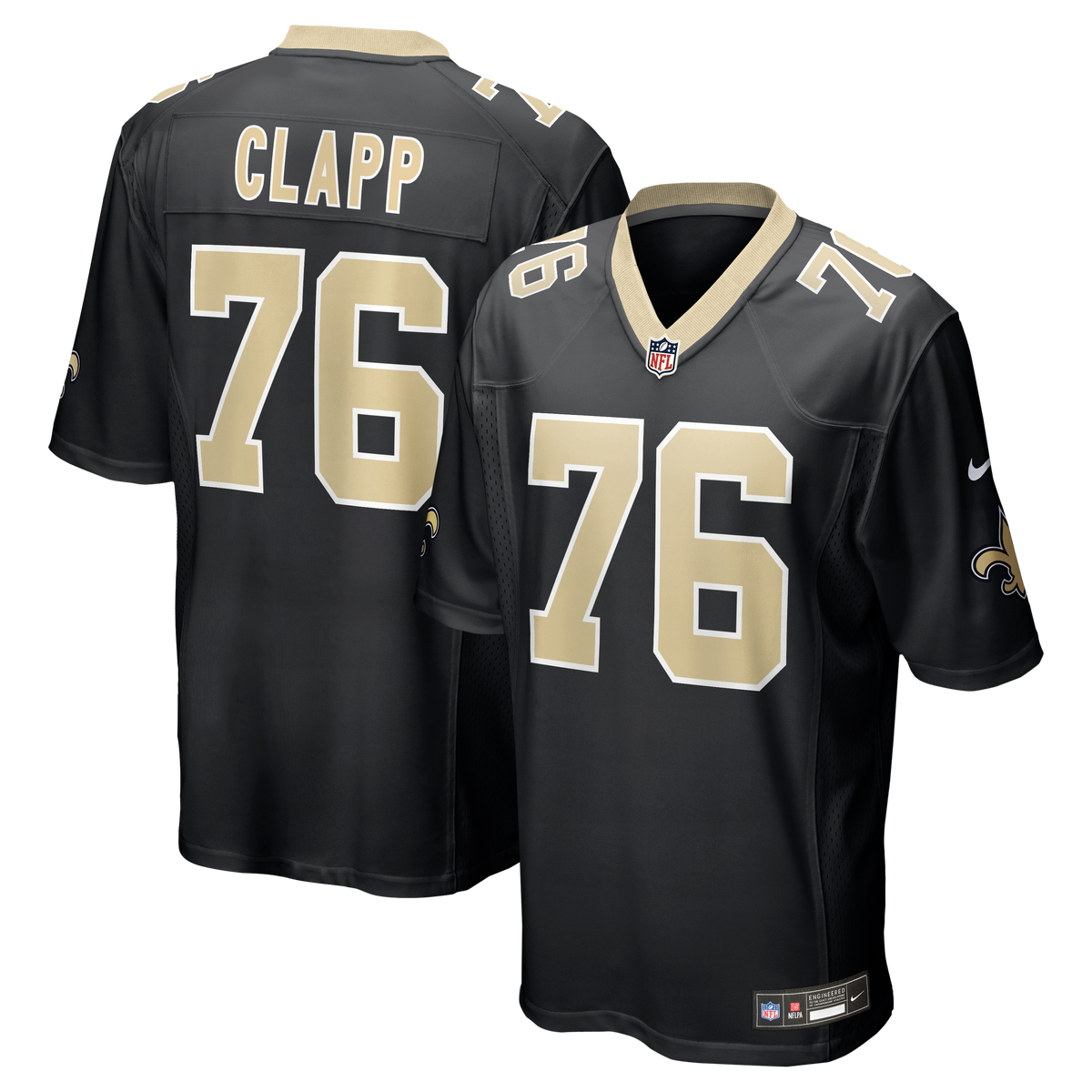 Men's New Orleans Saints Will Clapp Nike Black Team Game Jersey