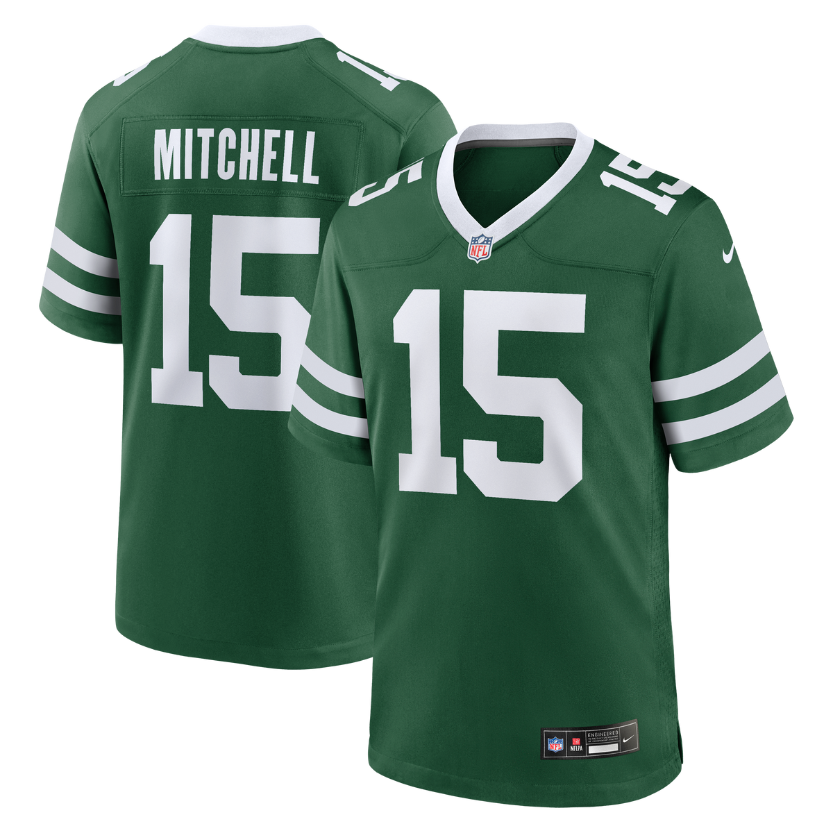 Men's New York Jets Adonai Mitchell Nike Legacy Green Team Game Jersey