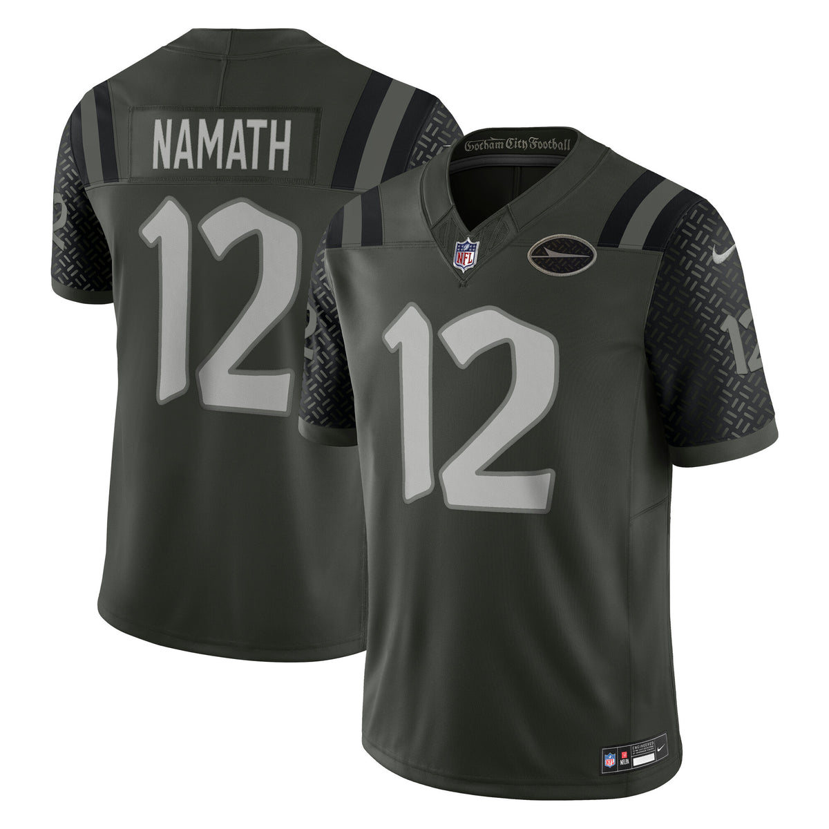 Men's New York Jets Joe Namath Nike Gotham Green 2025 Rivalries Collection Stitched Limited Jersey