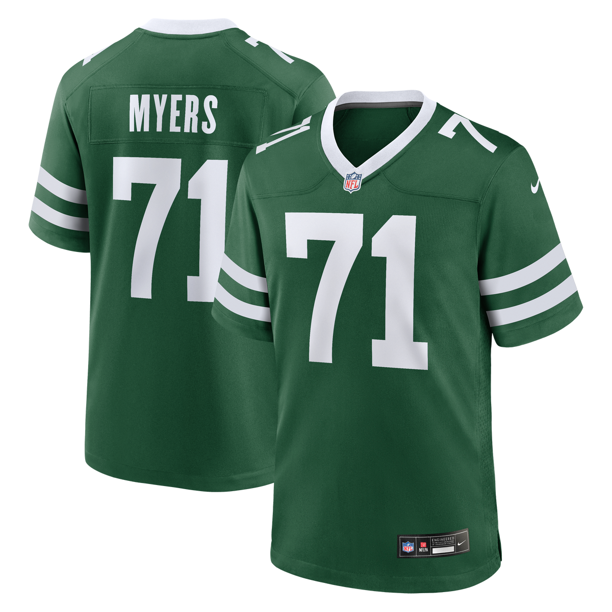Men's New York Jets Josh Myers Nike Legacy Green Team Game Jersey