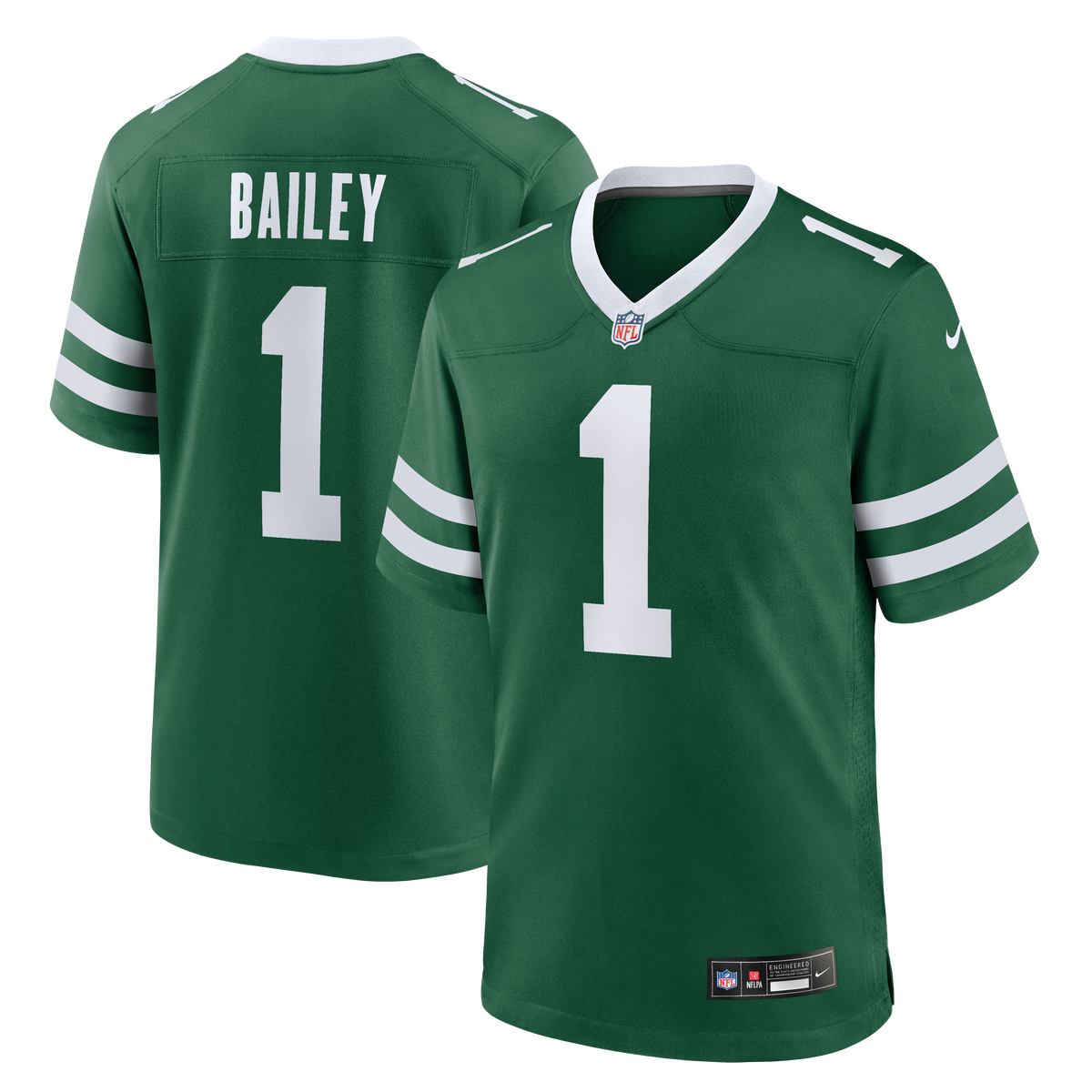 Men's New York Jets Nike David Bailey Legacy Green 2026 NFL Draft First Round Pick No. 2 Team Game Jersey