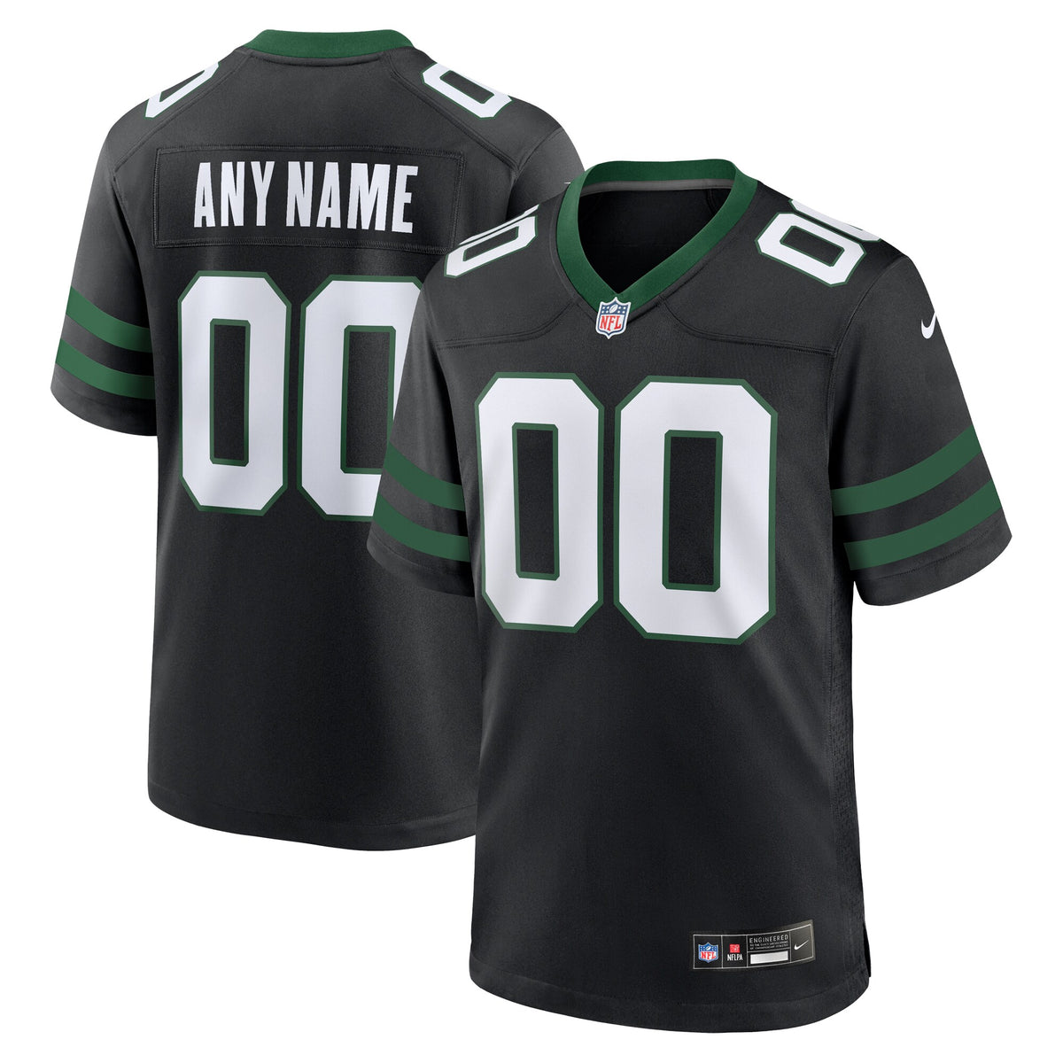 Men's New York Jets Nike Legacy Black Alternate Custom Game Jersey