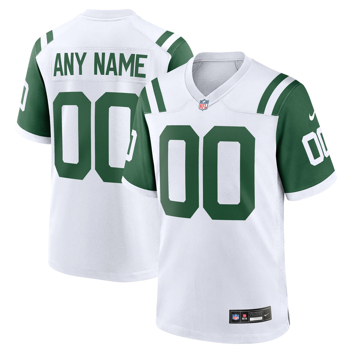 Men's New York Jets Nike White Classic Alternate Custom Replica Jersey