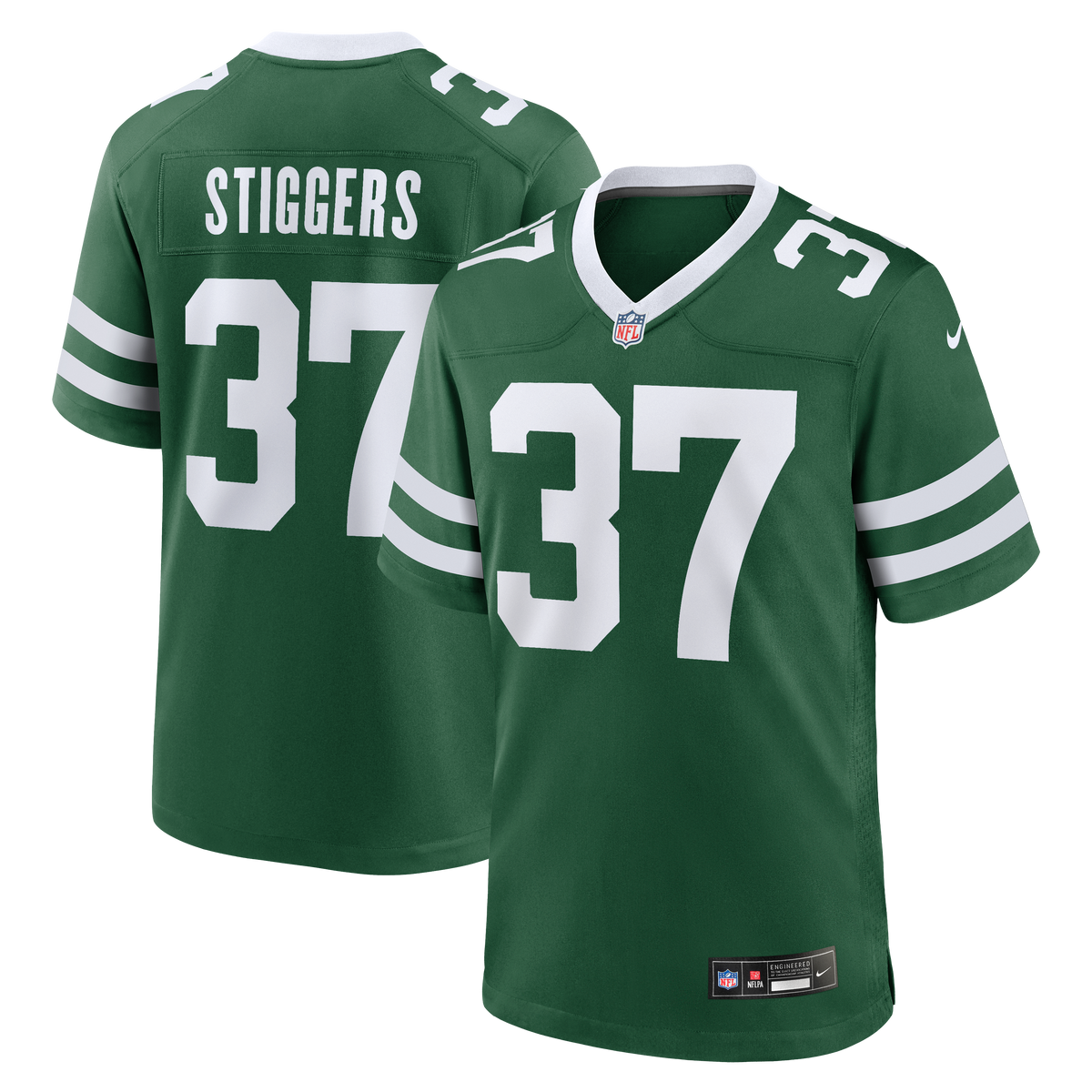 Men's New York Jets Qwan&'tez Stiggers Nike Legacy Green Team Game Jersey