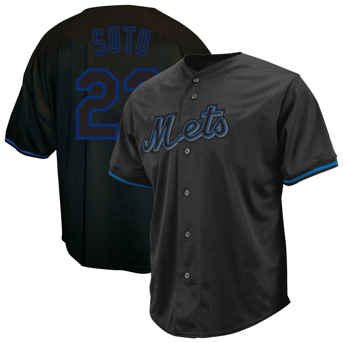 Men's New York Mets Juan Soto Profile Black Big & Tall Pop Fashion Jersey