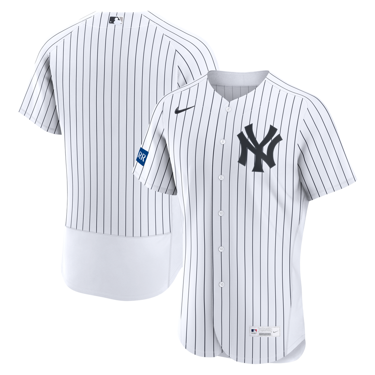 Men's New York Yankees Nike White Home Sponsor Patch Authentic Jersey