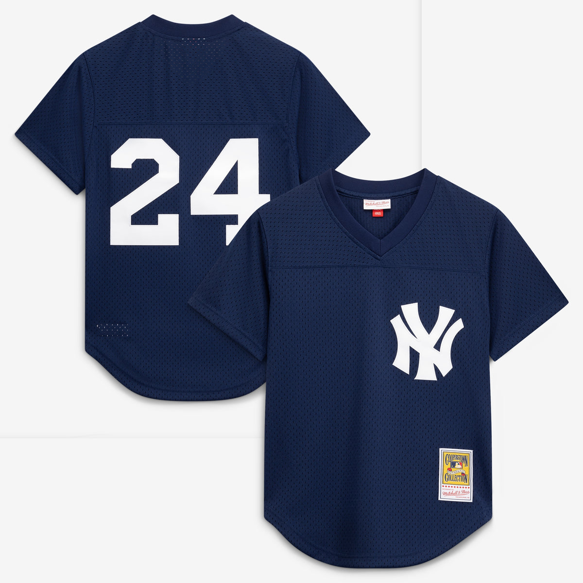 Men's New York Yankees Rickey Henderson Mitchell & Ness Navy Cooperstown Collection Mesh Batting Practice Button-Up Jersey