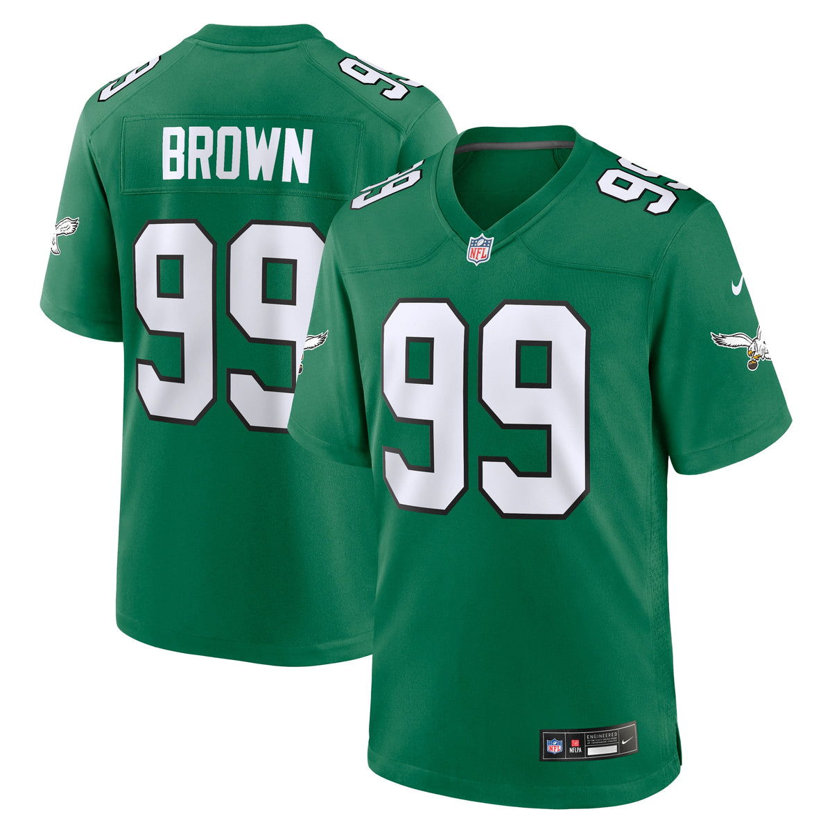 Men's Philadelphia Eagles Jerome Brown Nike Kelly Green Retired Player Alternate Game Jersey