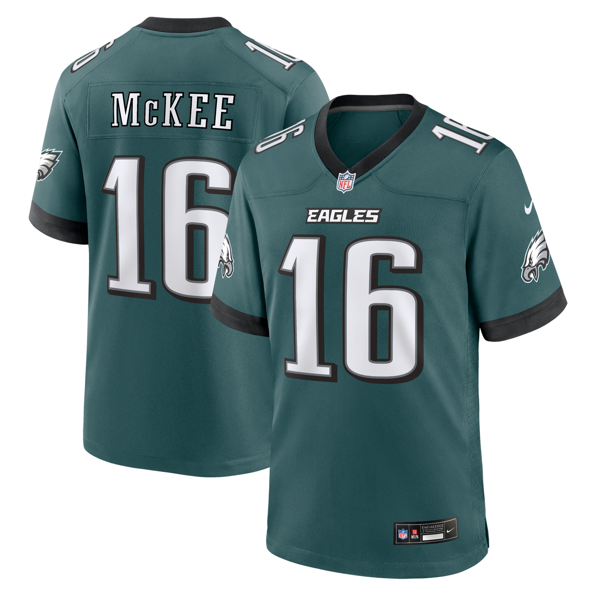 Men's Philadelphia Eagles Tanner McKee Nike Midnight Green Team Game Jersey