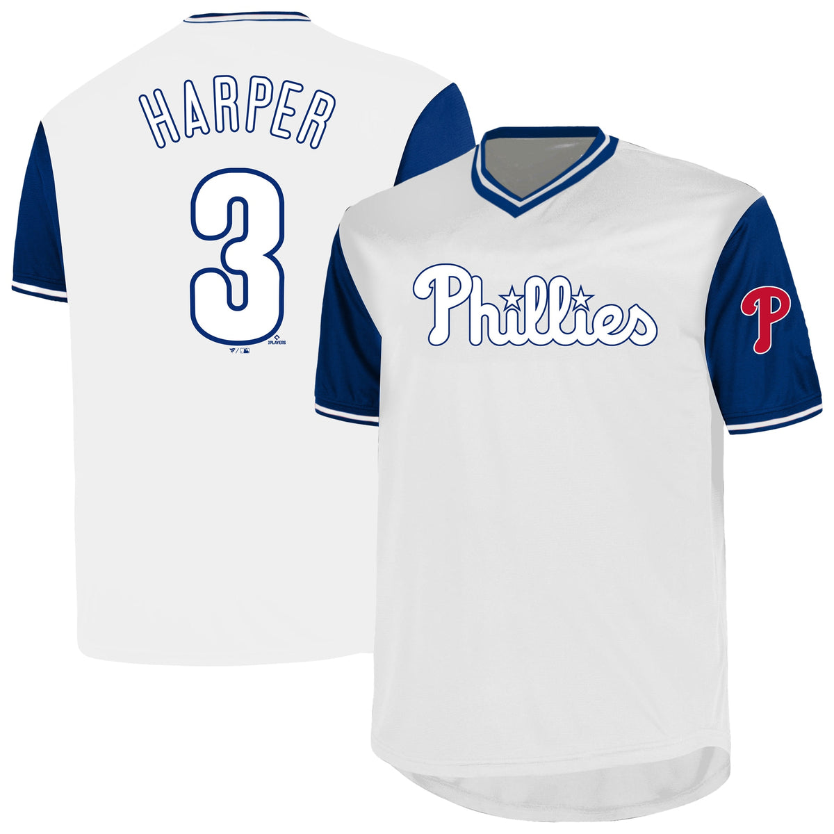 Men's Philadelphia Phillies Bryce Harper Profile White Big & Tall Name & Number Jersey
