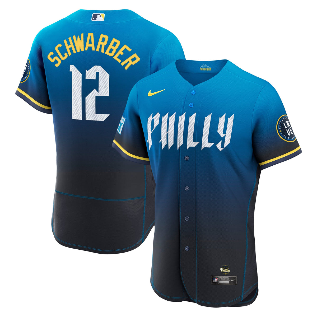 Men's Philadelphia Phillies Kyle Schwarber Nike Navy City Connect Authentic Sponsor Patch Jersey