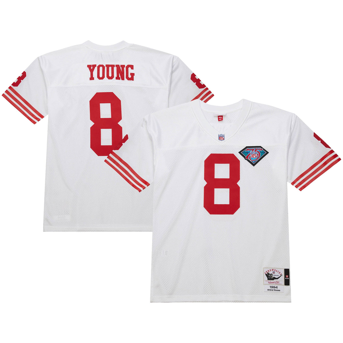 Men's San Francisco 49ers 1994 Steve Young Mitchell & Ness White Authentic Throwback Retired Player Jersey