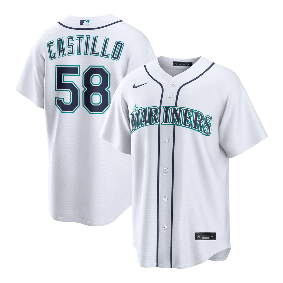 Men's Seattle Mariners Luis Castillo Nike White Home Replica Jersey