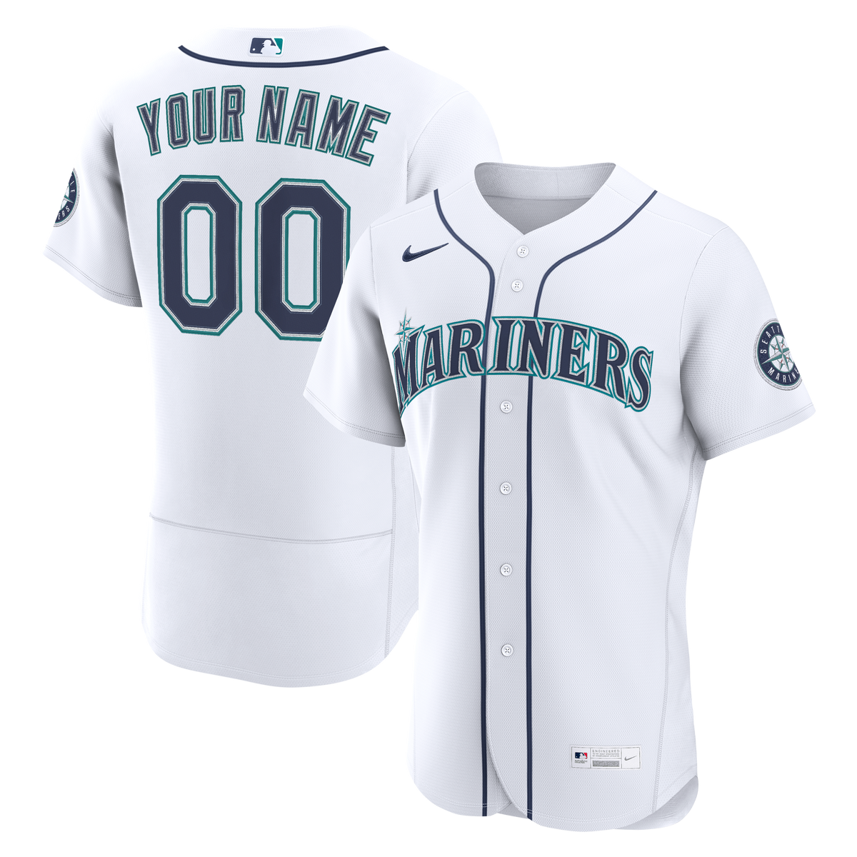 Men's Seattle Mariners Nike White Home Authentic Custom Jersey