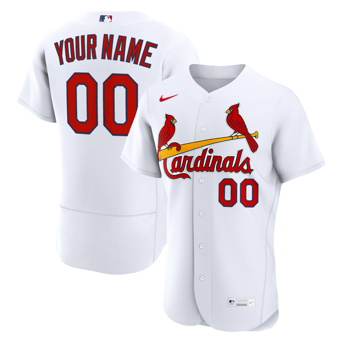 Men's St. Louis Cardinals Nike White Home Authentic Custom Jersey