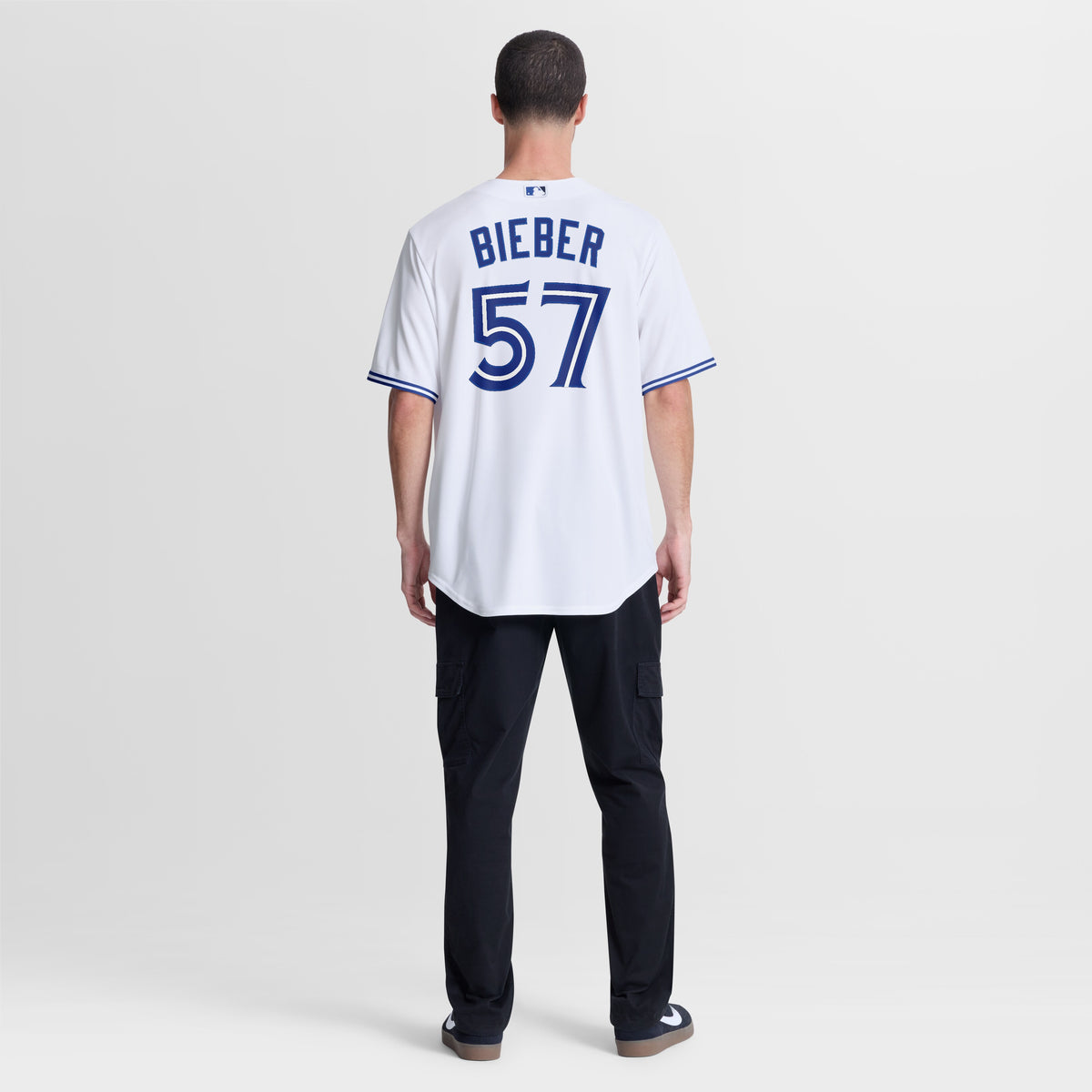 Men's Toronto Blue Jays Shane Bieber Nike White Home Replica Jersey