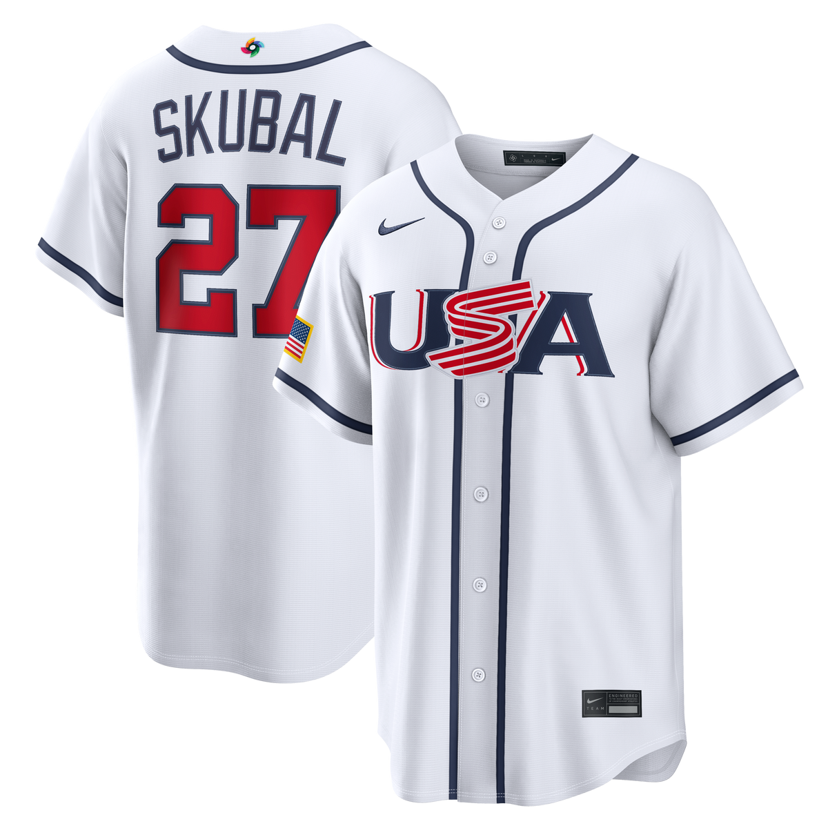 Men's USA Baseball Tarik Skubal Nike White 2026 World Baseball Classic Home Stadium Jersey