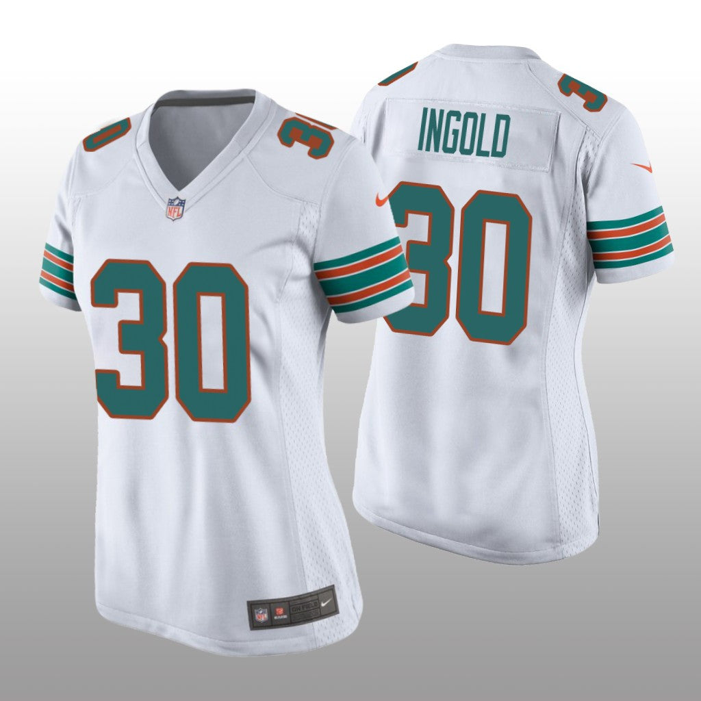 Miami Dolphins Alec Ingold White Jersey Throwback Game Women's