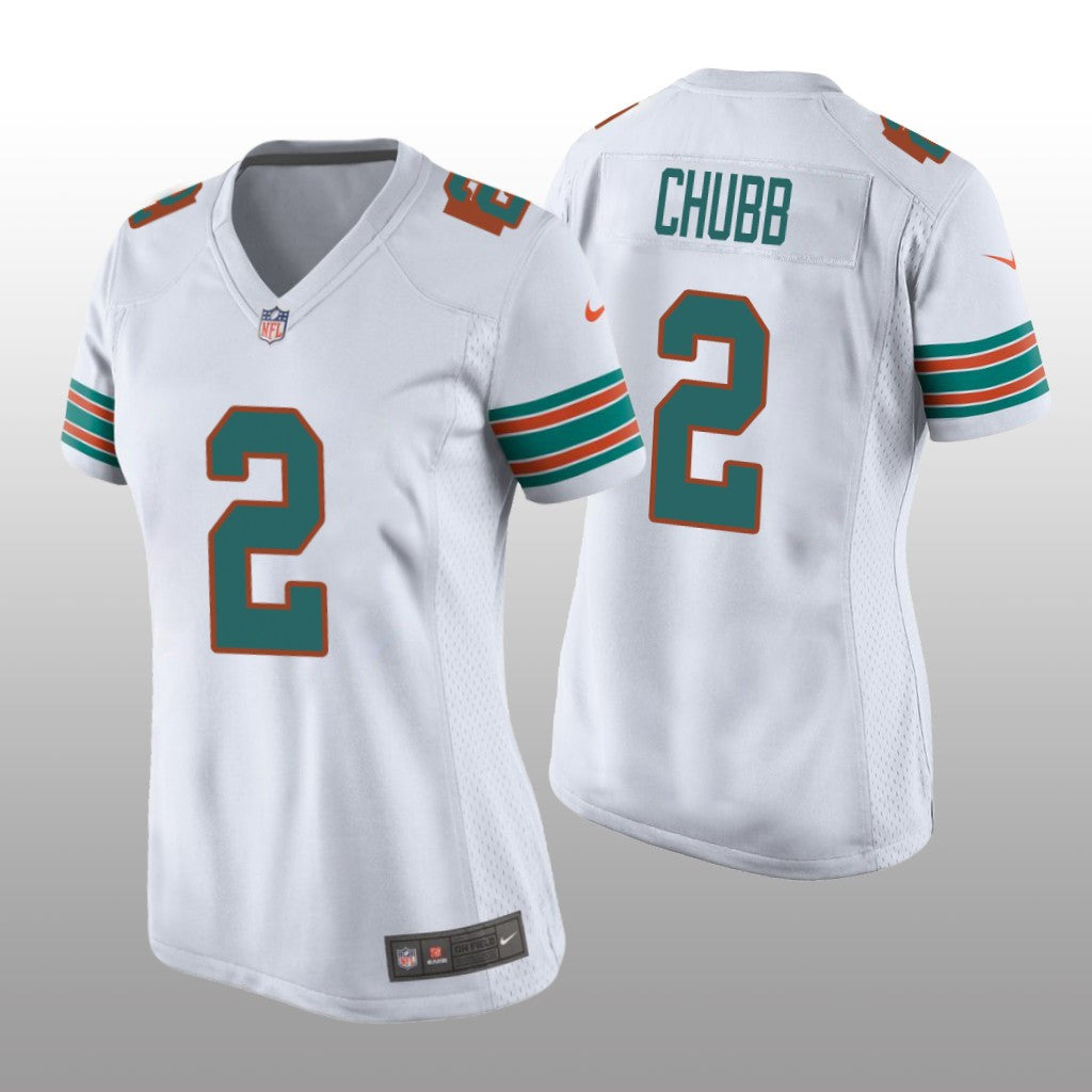 Miami Dolphins Bradley Chubb White Jersey Throwback Game Women's