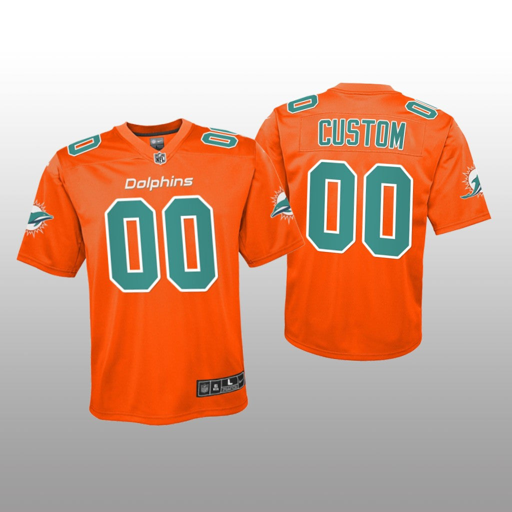 Miami Dolphins Custom Orange Jersey Inverted Game Youth