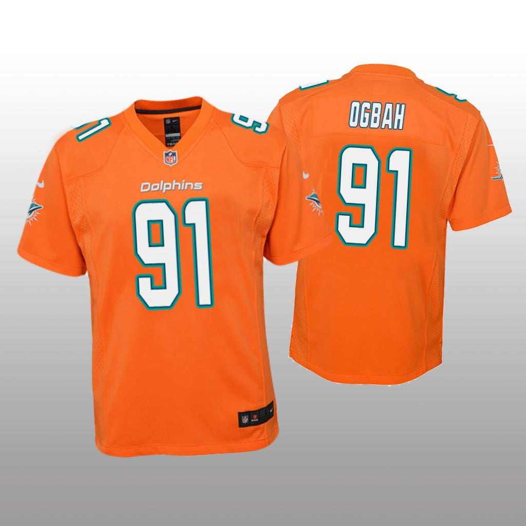 Miami Dolphins Emmanuel Ogbah Orange Jersey Color Rush Game Youth