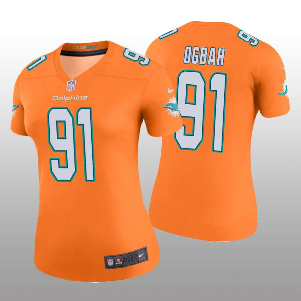 Miami Dolphins Emmanuel Ogbah Orange Jersey Color Rush Legend Women's