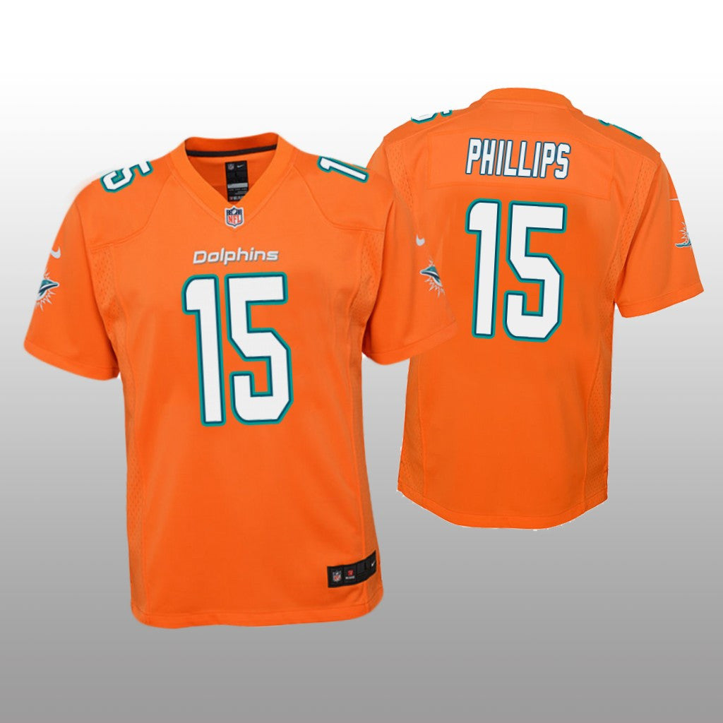 Miami Dolphins Jaelan Phillips Orange Jersey Color Rush Game Youth