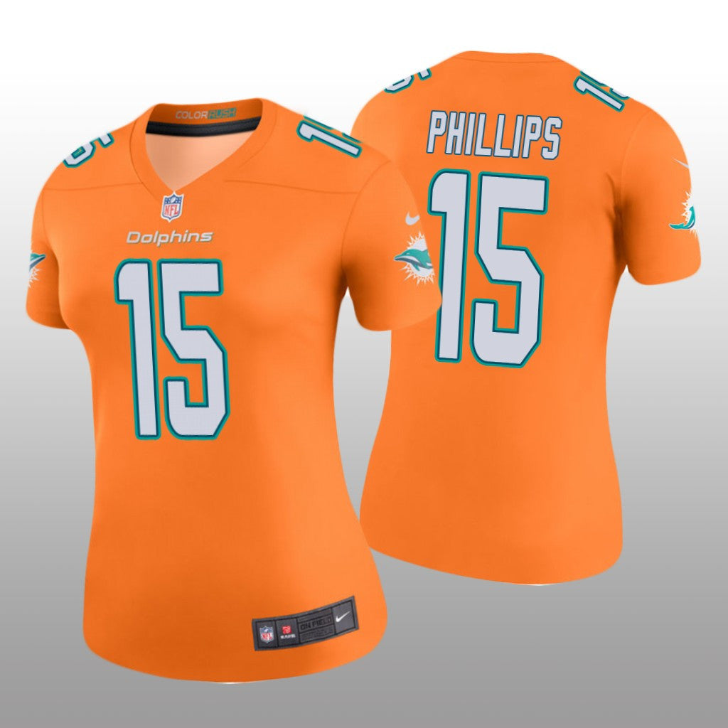 Miami Dolphins Jaelan Phillips Orange Jersey Color Rush Legend Women's
