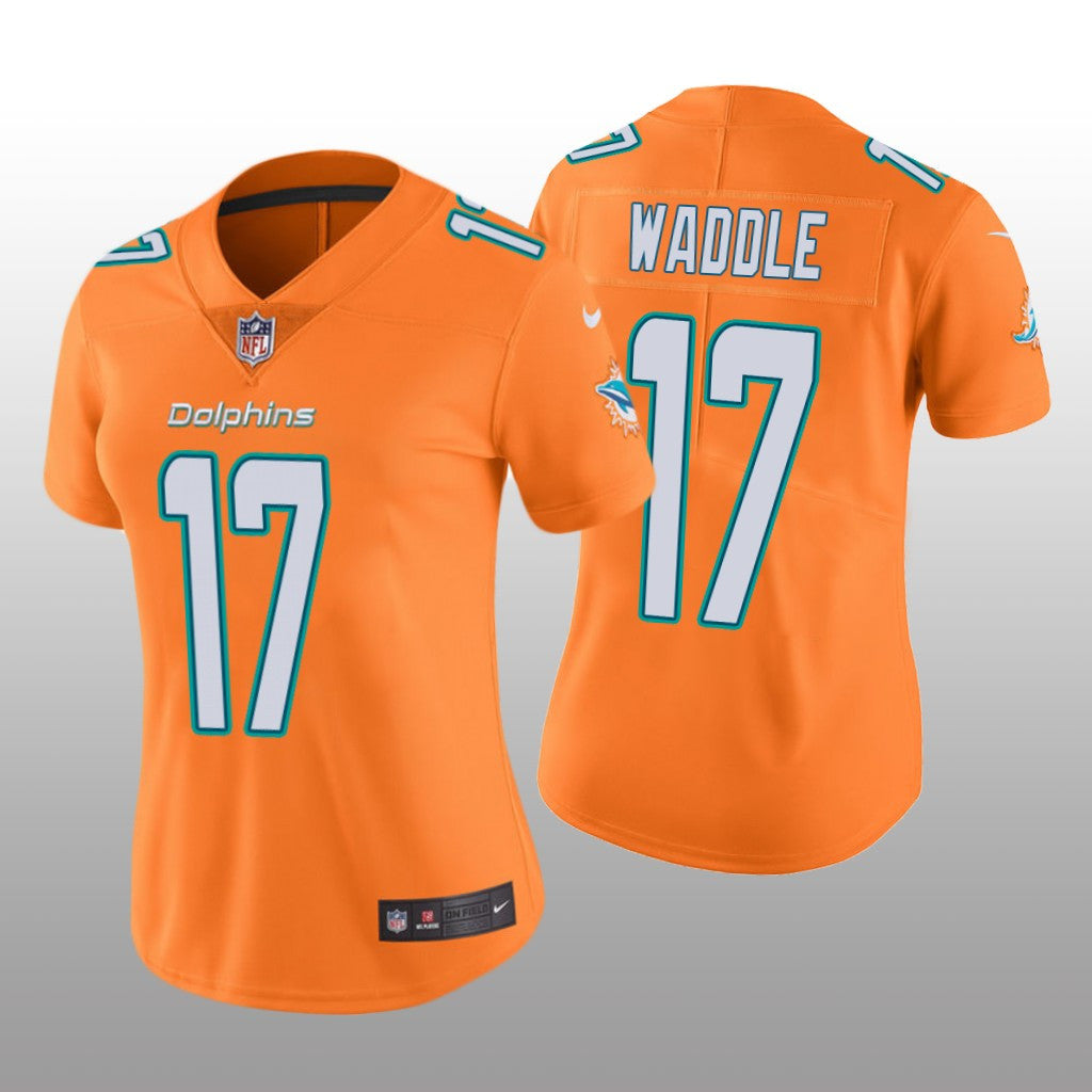 Miami Dolphins Jaylen Waddle Orange Jersey Color Rush Limited Women's