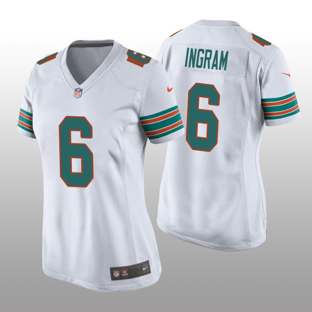 Miami Dolphins Melvin Ingram White Jersey Throwback Game Women's