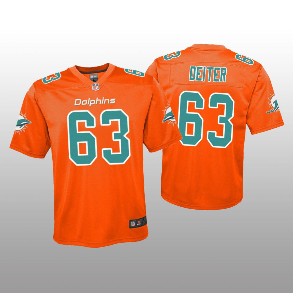 Miami Dolphins Michael Deiter Orange Jersey Inverted Game Youth