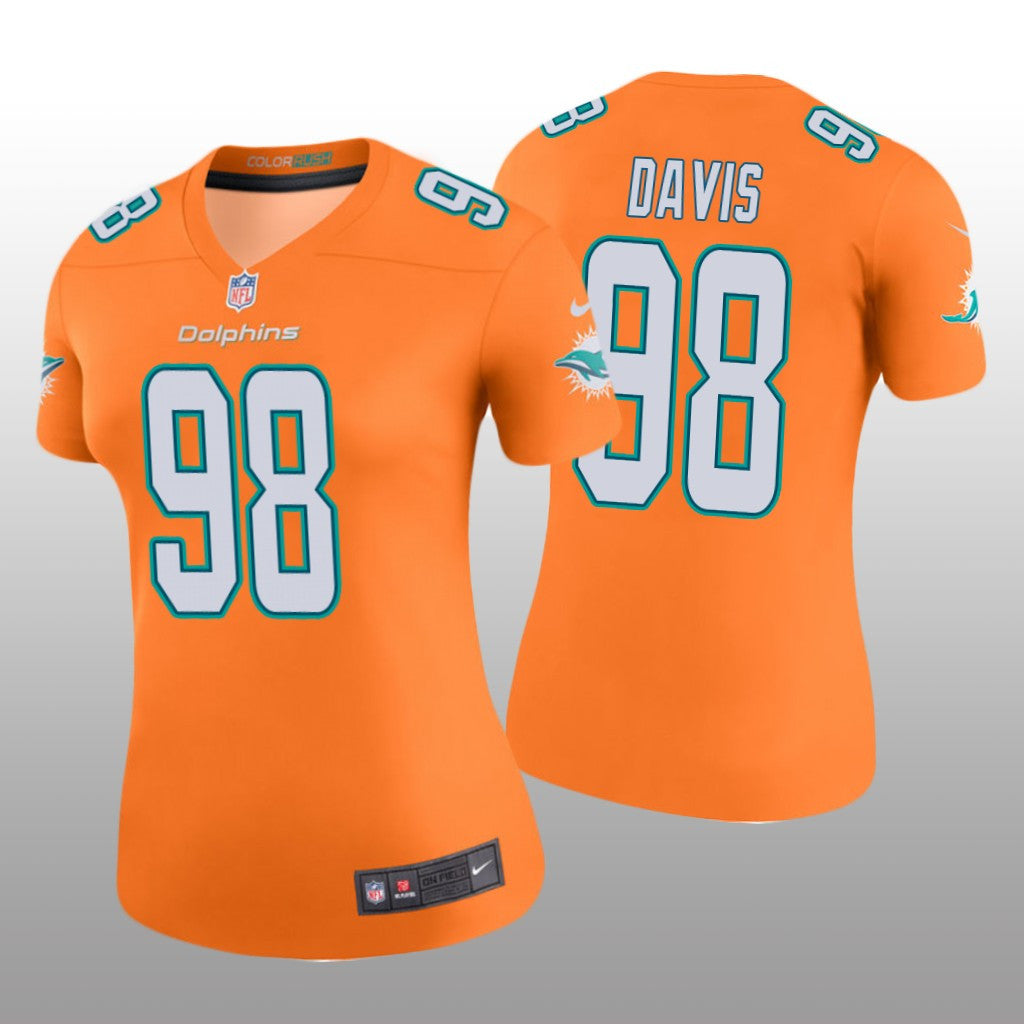 Miami Dolphins Raekwon Davis Orange Jersey Color Rush Legend Women's