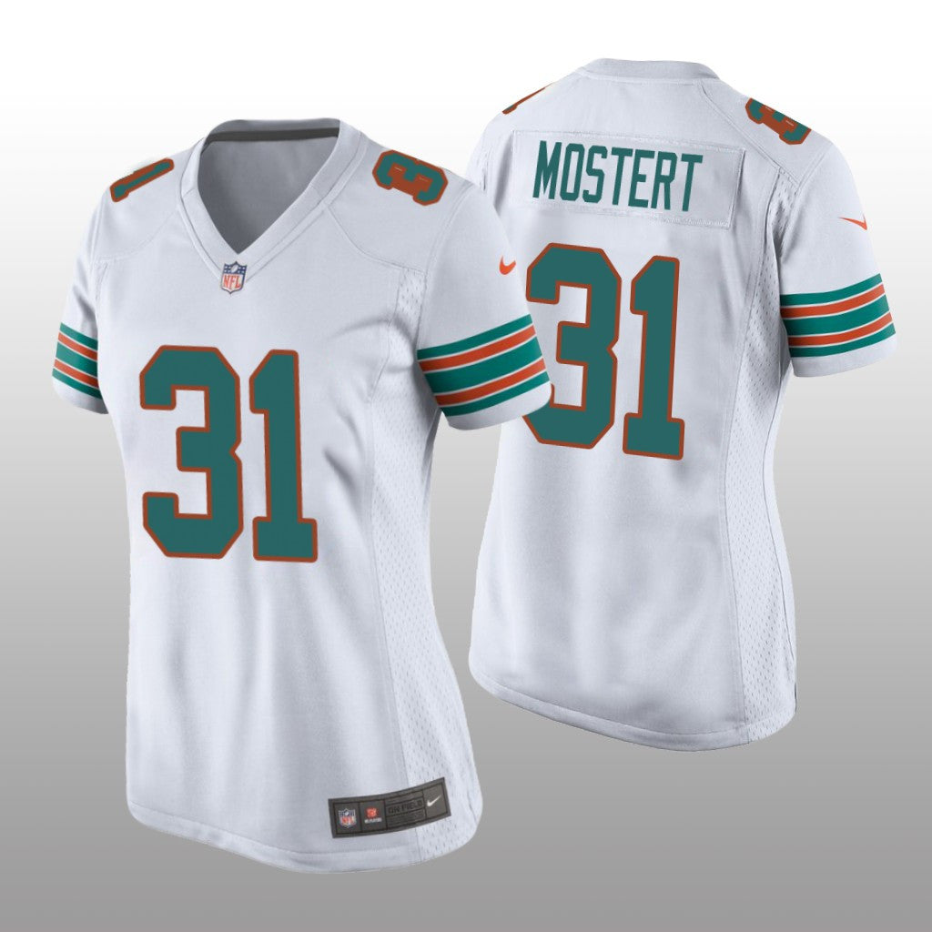 Miami Dolphins Raheem Mostert White Jersey Throwback Game Women's